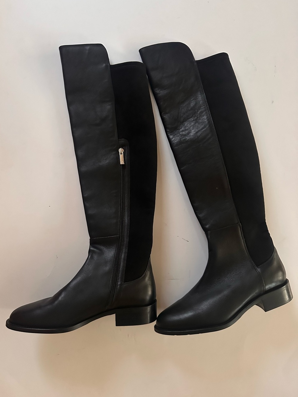 NEW Aquatalia Black Leather Over-The-Knee Boots Size 7M Made in Italy Weatherpro